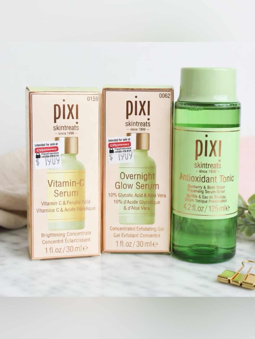 Pixi Skintreats Serum & Tonic Trio - Vitamin-C, Overnight Glow, Antioxidant- NEW